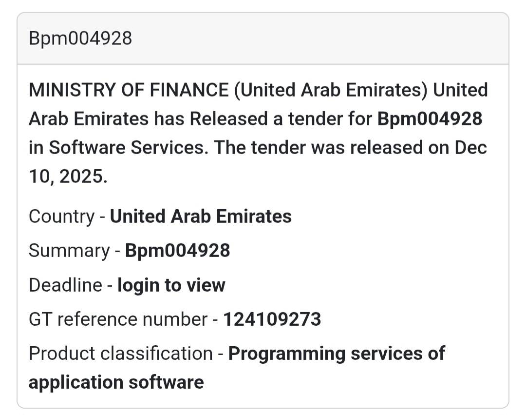 📢 New IT Tender Alert – UAE 🇦🇪
