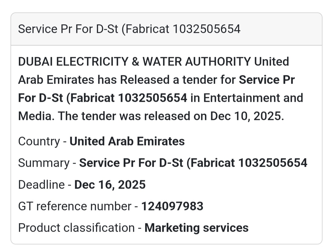 📢 New marketing and media Tender Alert – UAE 🇦🇪