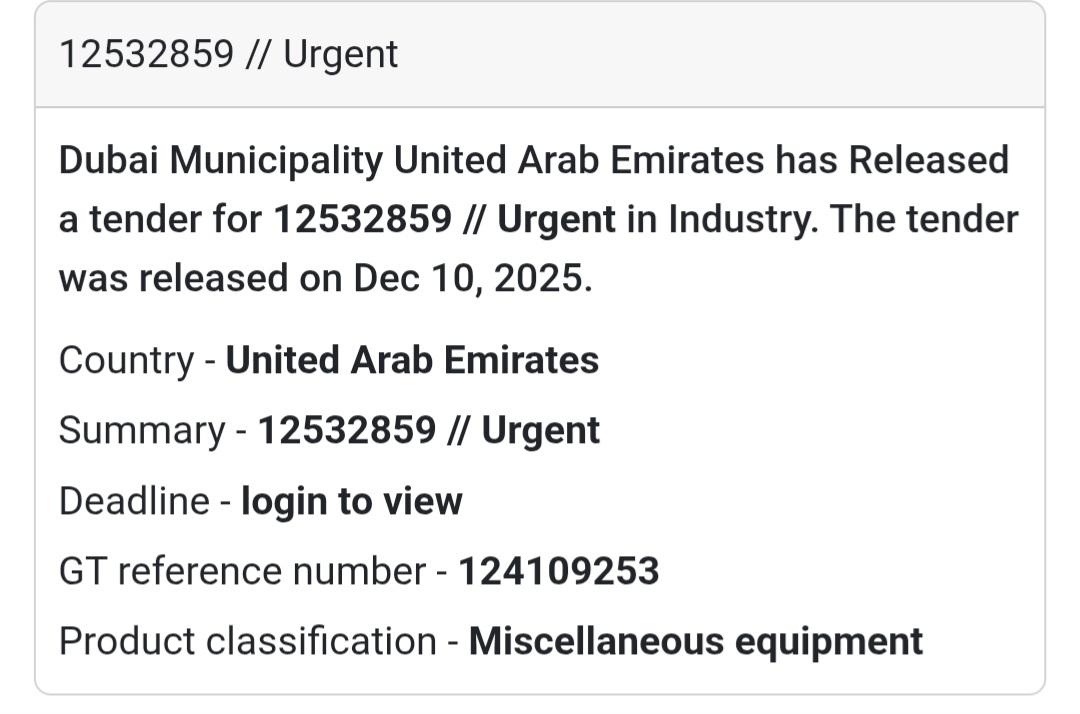 📢 New Miscellaneous Tender Alert – UAE 🇦🇪
