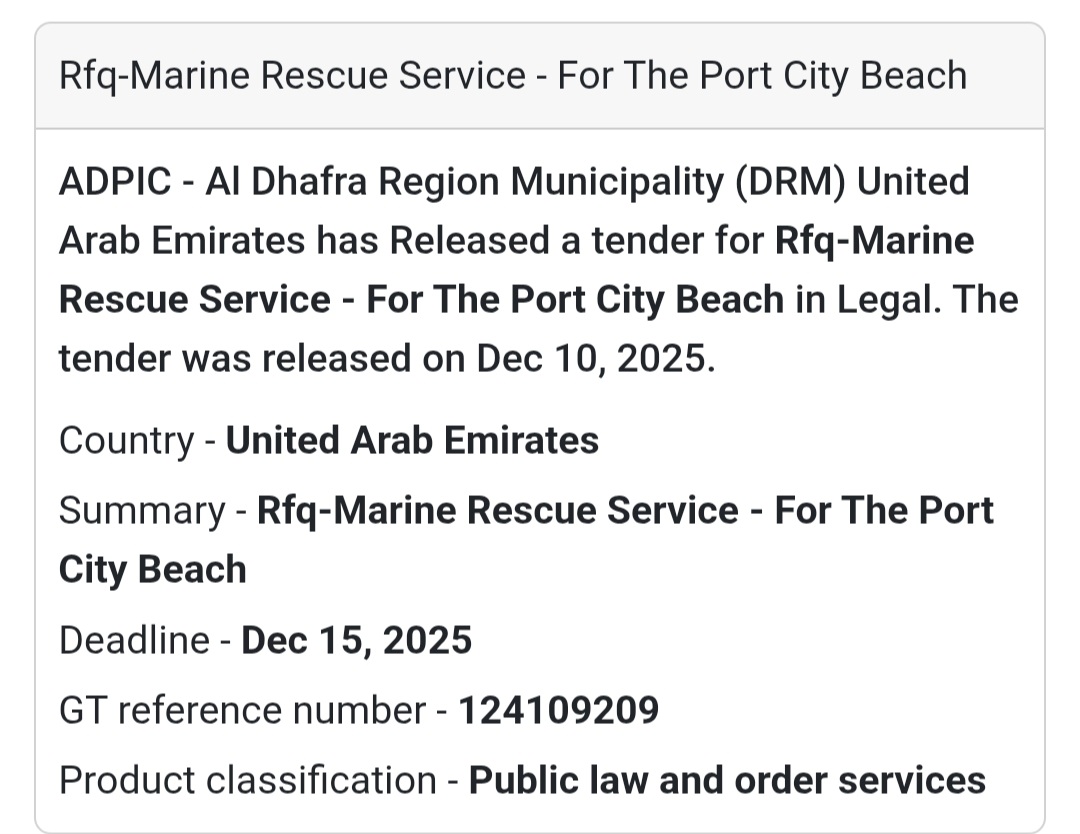 📢 New  public safety Tender Alert – UAE 🇦🇪