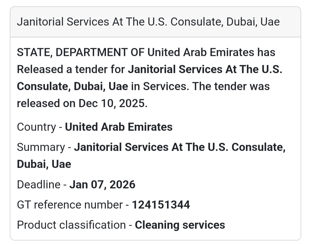 📢 New Service Tender Alert – UAE 🇦🇪