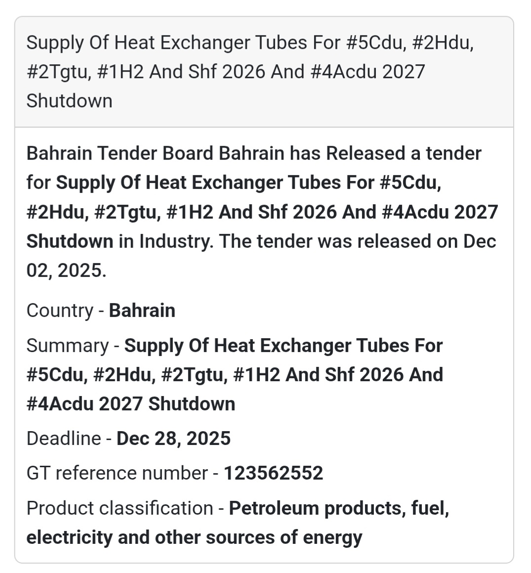 ⚡ New Tender Alert –Bahrain 🇧🇭