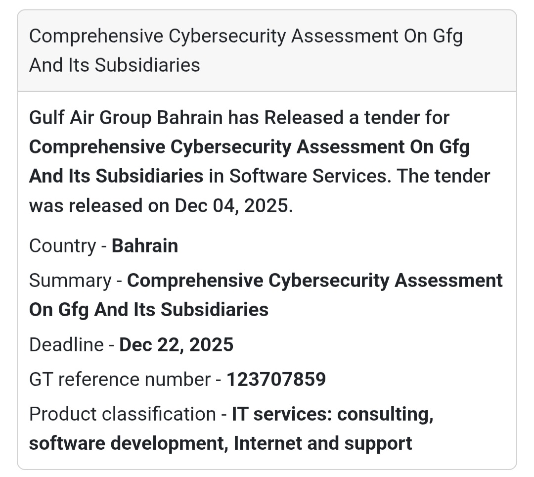 ⚡ New Tender Alert –Bahrain 🇧🇭