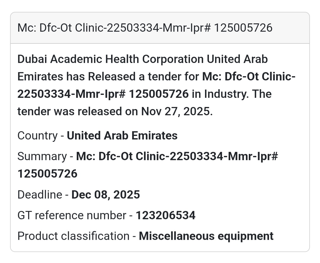 🚨 New Tender Alert – Dubai Municipality (UAE) 🇦🇪