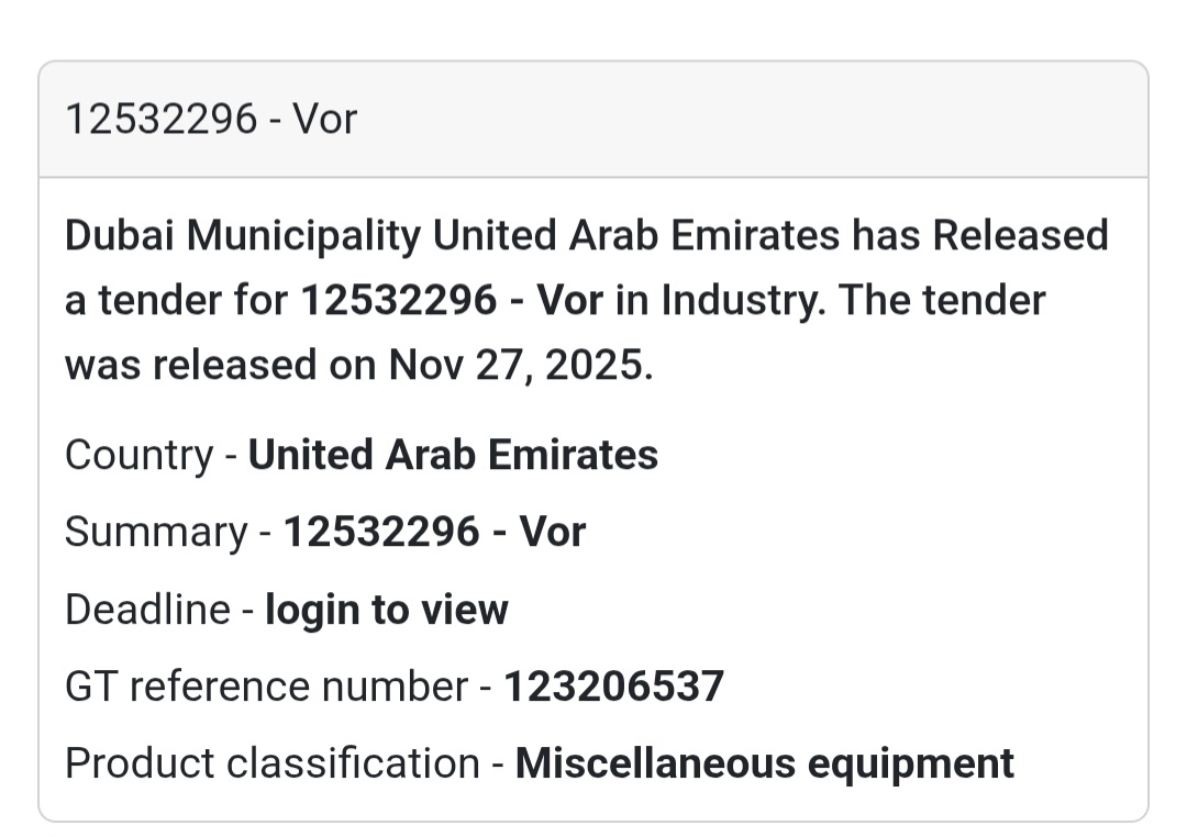 🚨 New Tender Alert – Dubai Municipality (UAE) 🇦🇪