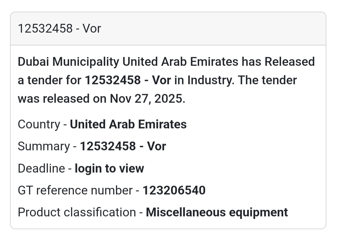 🚨 New Tender Alert – Dubai Municipality (UAE) 🇦🇪