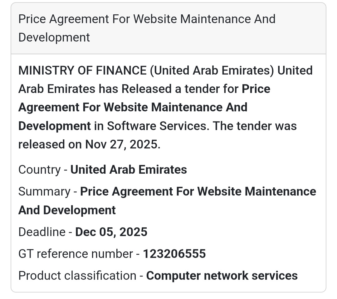 🚨 New Tender Alert – Dubai Municipality (UAE) 🇦🇪