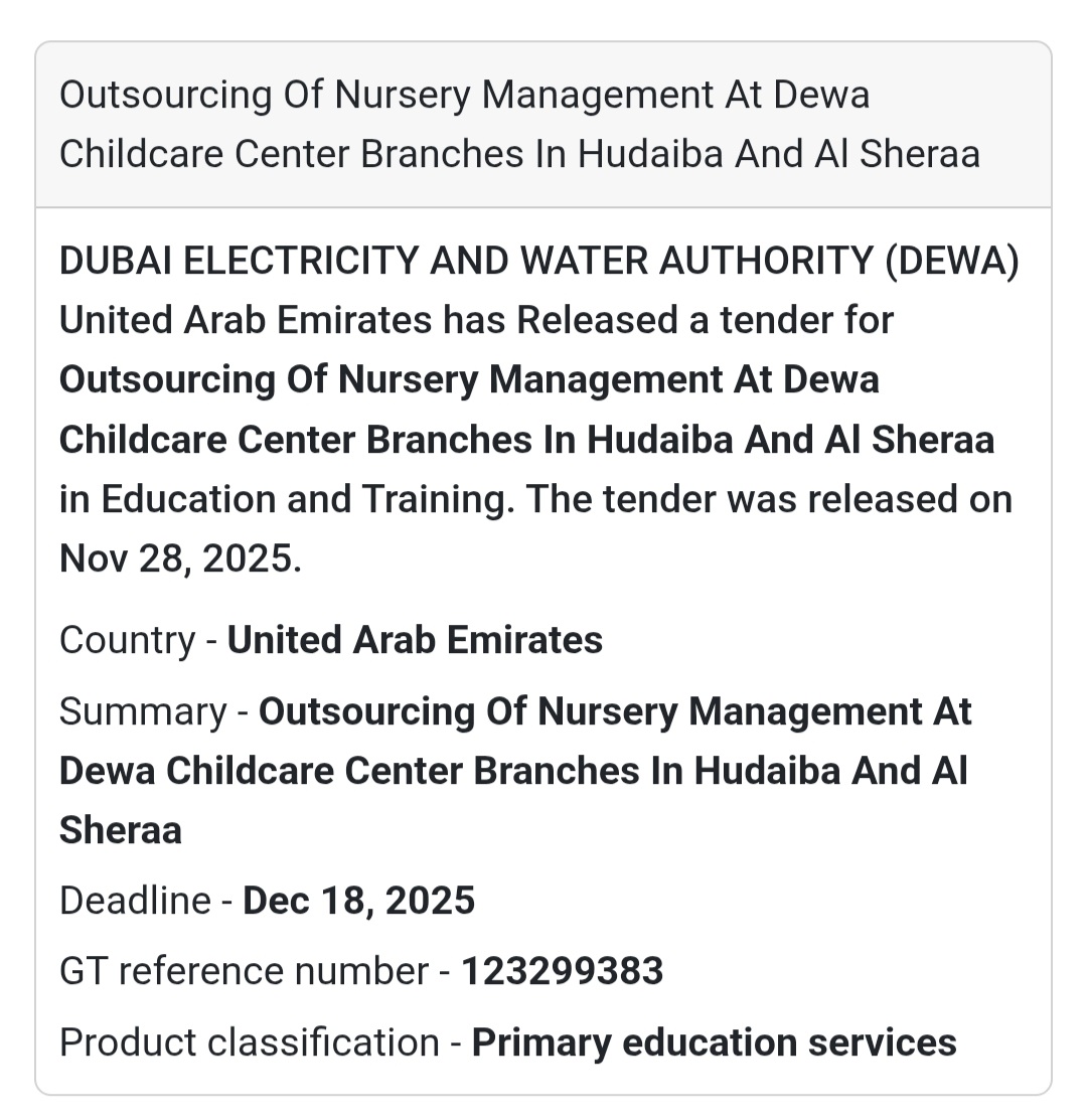 🚨 New Tender Alert – Dubai Municipality (UAE) 🇦🇪