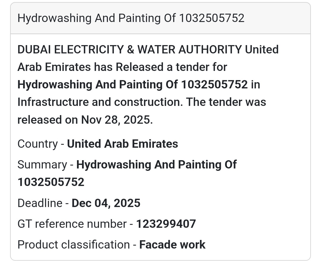 🚨 New Tender Alert – Dubai Municipality (UAE) 🇦🇪