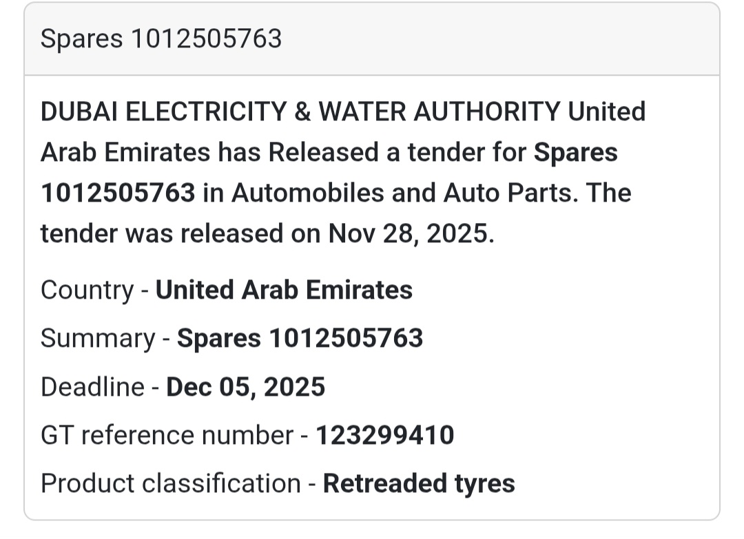 🚨 New Tender Alert – Dubai Municipality (UAE) 🇦🇪