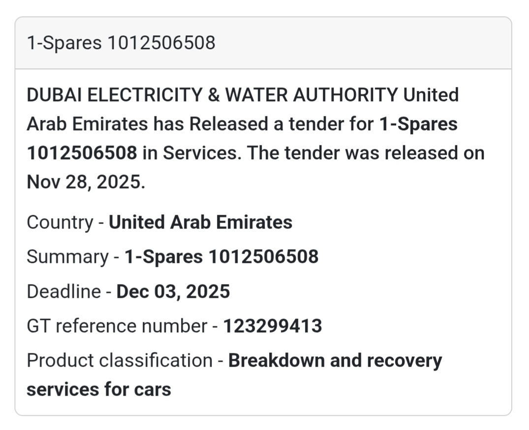 🚨 New Tender Alert – Dubai Municipality (UAE) 🇦🇪