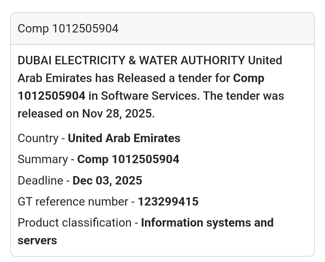 🚨 New Tender Alert – Dubai Municipality (UAE) 🇦🇪