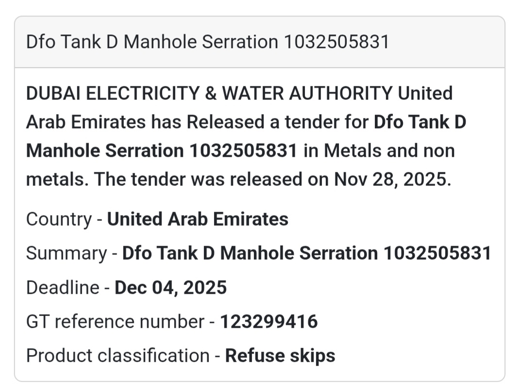 🚨 New Tender Alert – Dubai Municipality (UAE) 🇦🇪