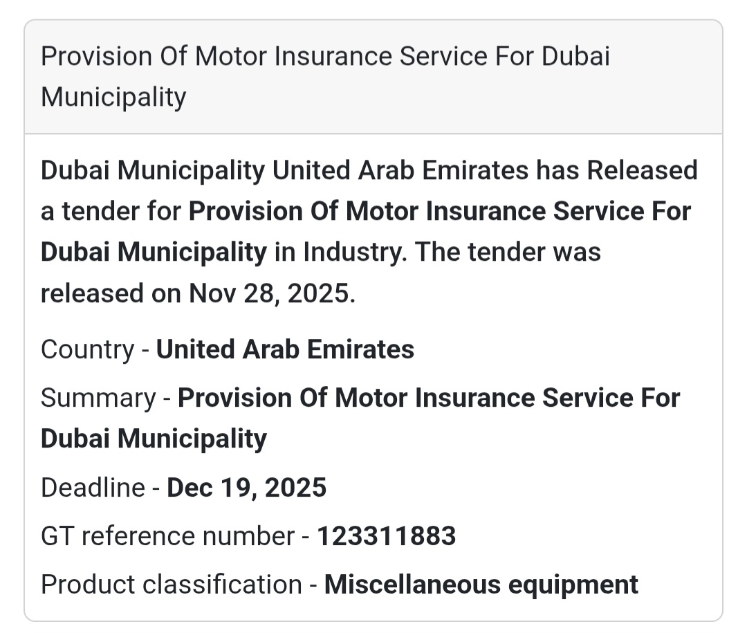 🚨 New Tender Alert – Dubai Municipality (UAE) 🇦🇪