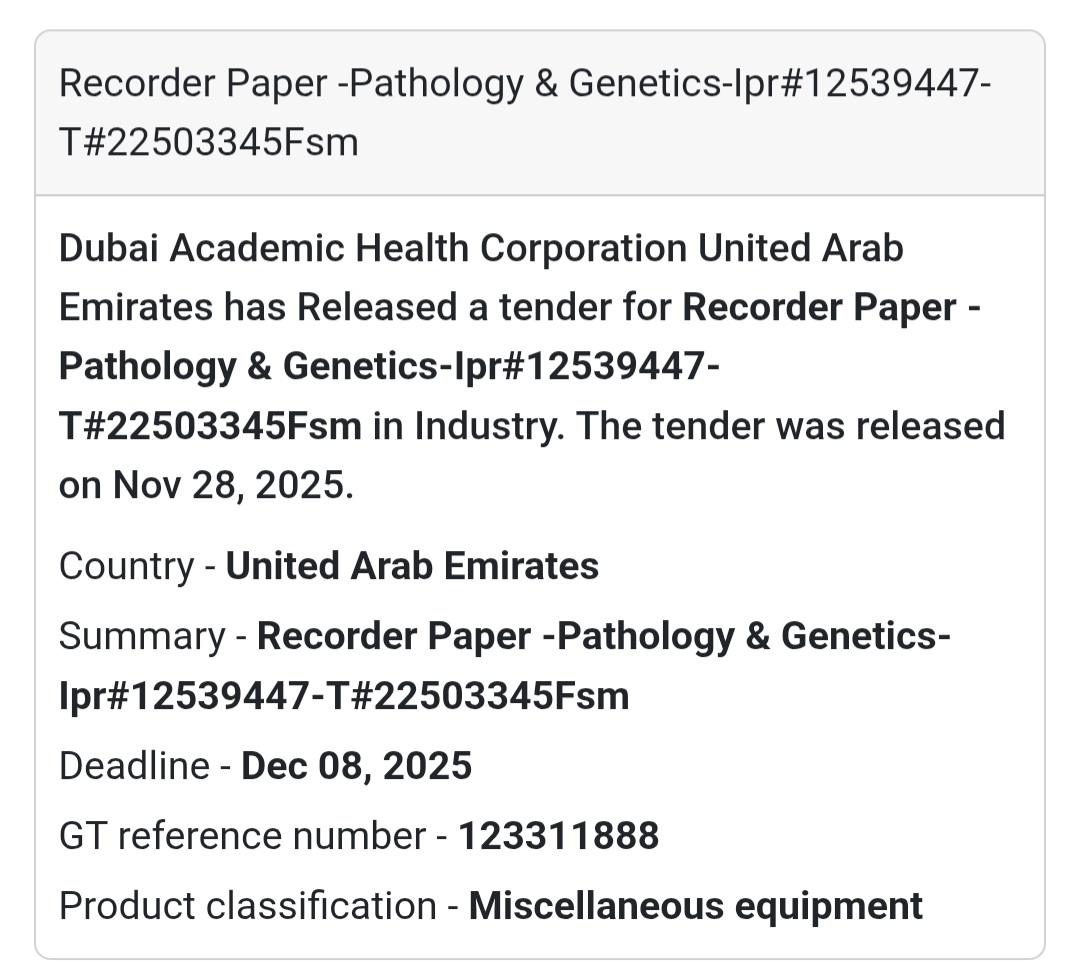 🚨 New Tender Alert – Dubai Municipality (UAE) 🇦🇪