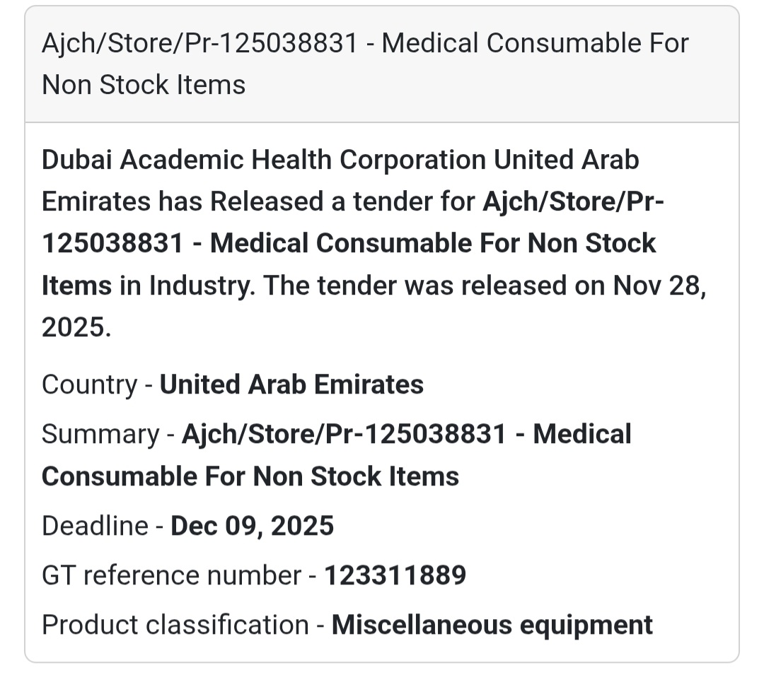 🚨 New Tender Alert – Dubai Municipality (UAE) 🇦🇪