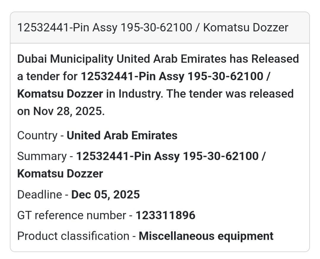 🚨 New Tender Alert – Dubai Municipality (UAE) 🇦🇪