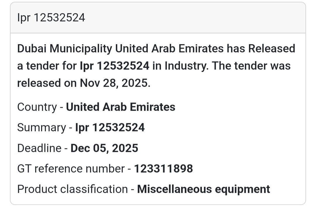 🚨 New Tender Alert – Dubai Municipality (UAE) 🇦🇪