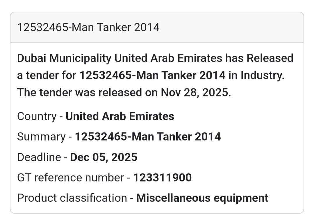 🚨 New Tender Alert – Dubai Municipality (UAE) 🇦🇪