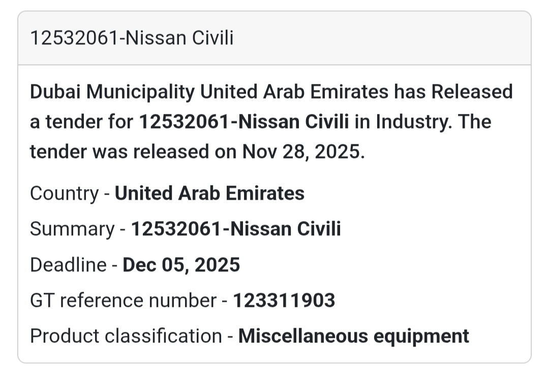 🚨 New Tender Alert – Dubai Municipality (UAE) 🇦🇪