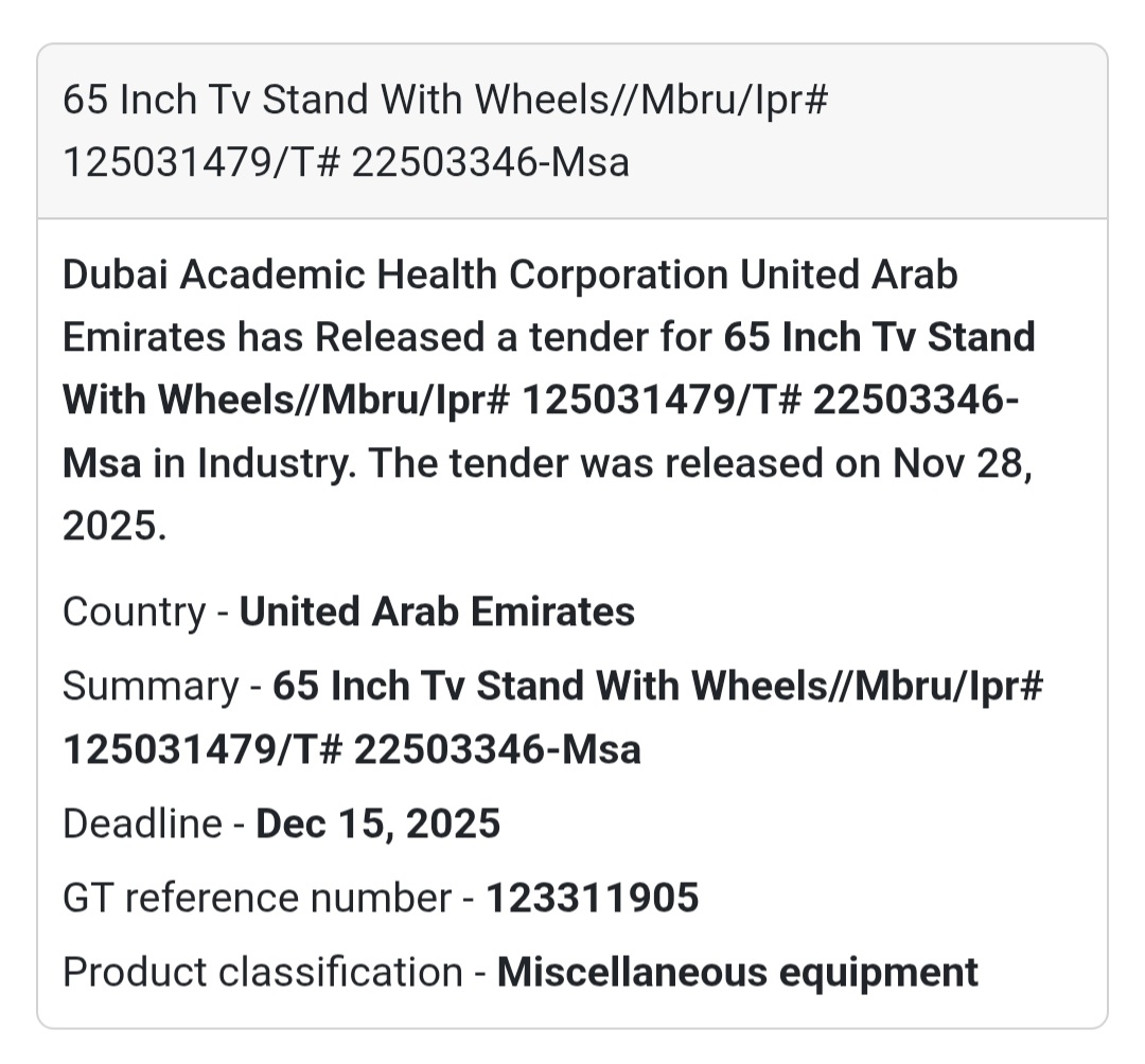 🚨 New Tender Alert – Dubai Municipality (UAE) 🇦🇪