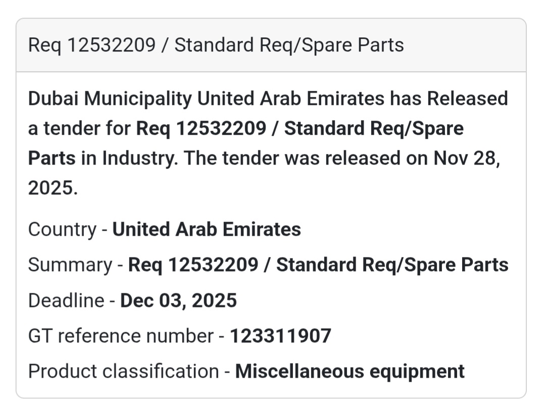 🚨 New Tender Alert – Dubai Municipality (UAE) 🇦🇪