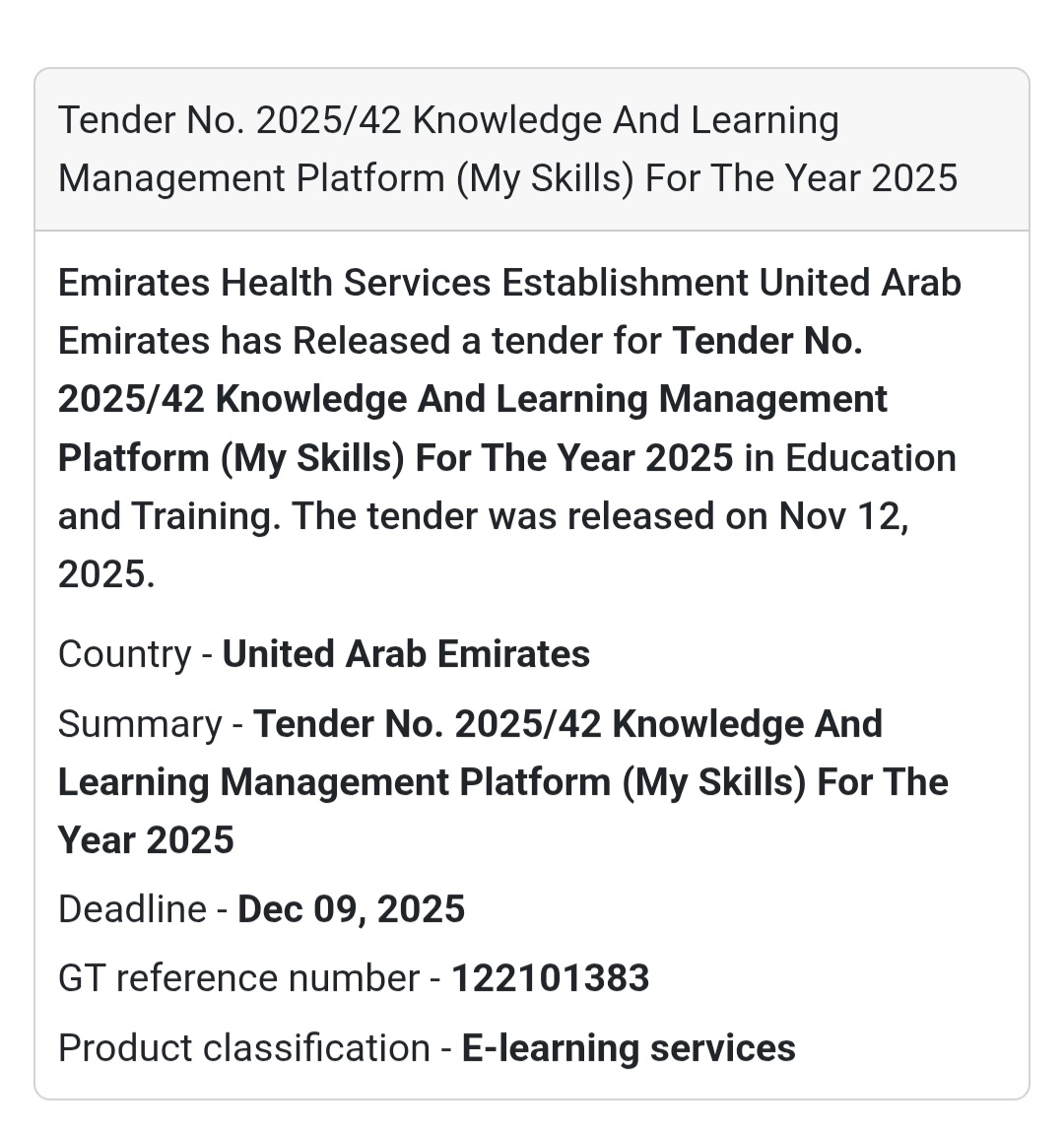 📘 New Tender Alert – Knowledge & Learning Management Platform (My Skills) 2025