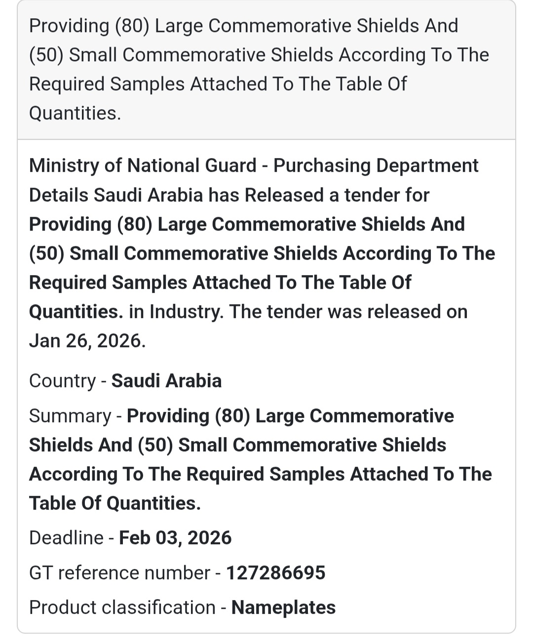 🇸🇦 New Tender Alert!  Organization