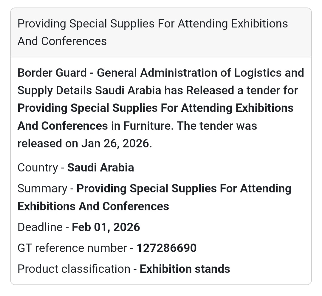 🇸🇦 New Tender Alert: Saudi Arabia  Opportunity Details