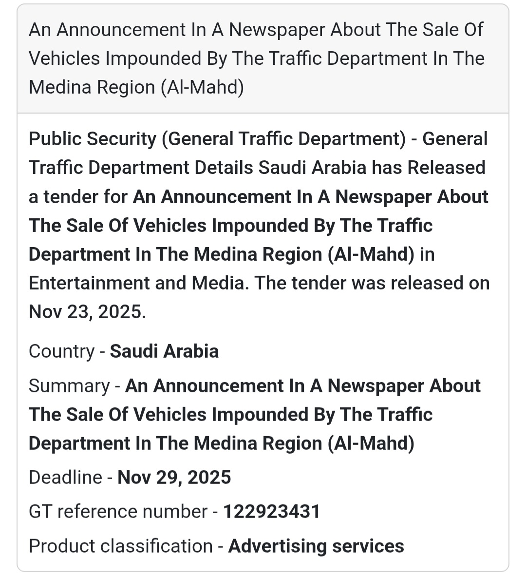 🚨 New Tender Alert – Saudi Arabia 🇸🇦