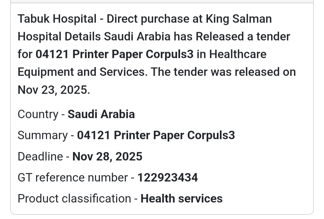🚨 New Tender Alert – Saudi Arabia 🇸🇦