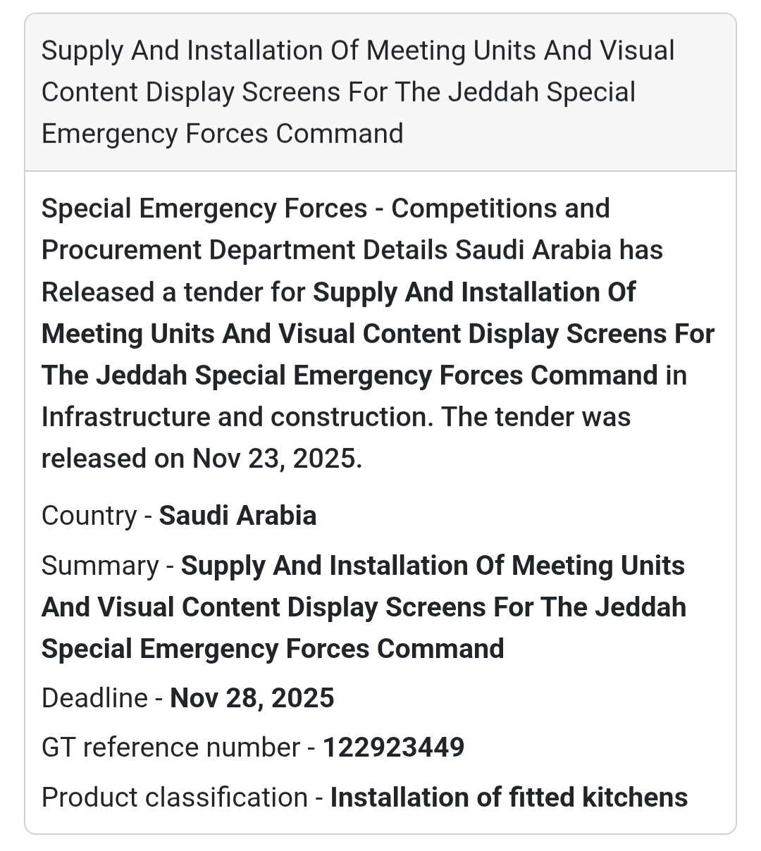 🚨 New Tender Alert – Saudi Arabia 🇸🇦
