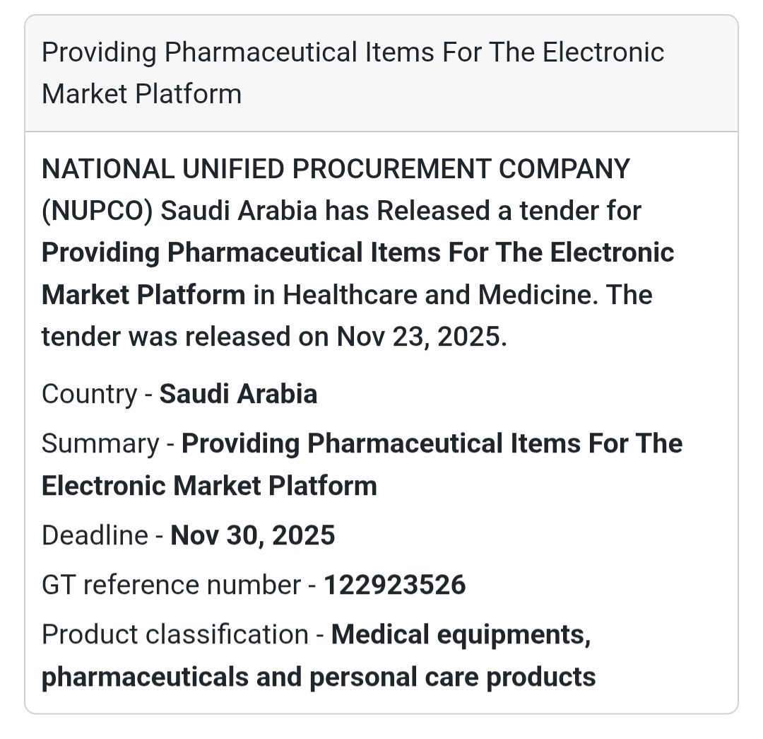🚨 New Tender Alert – Saudi Arabia 🇸🇦