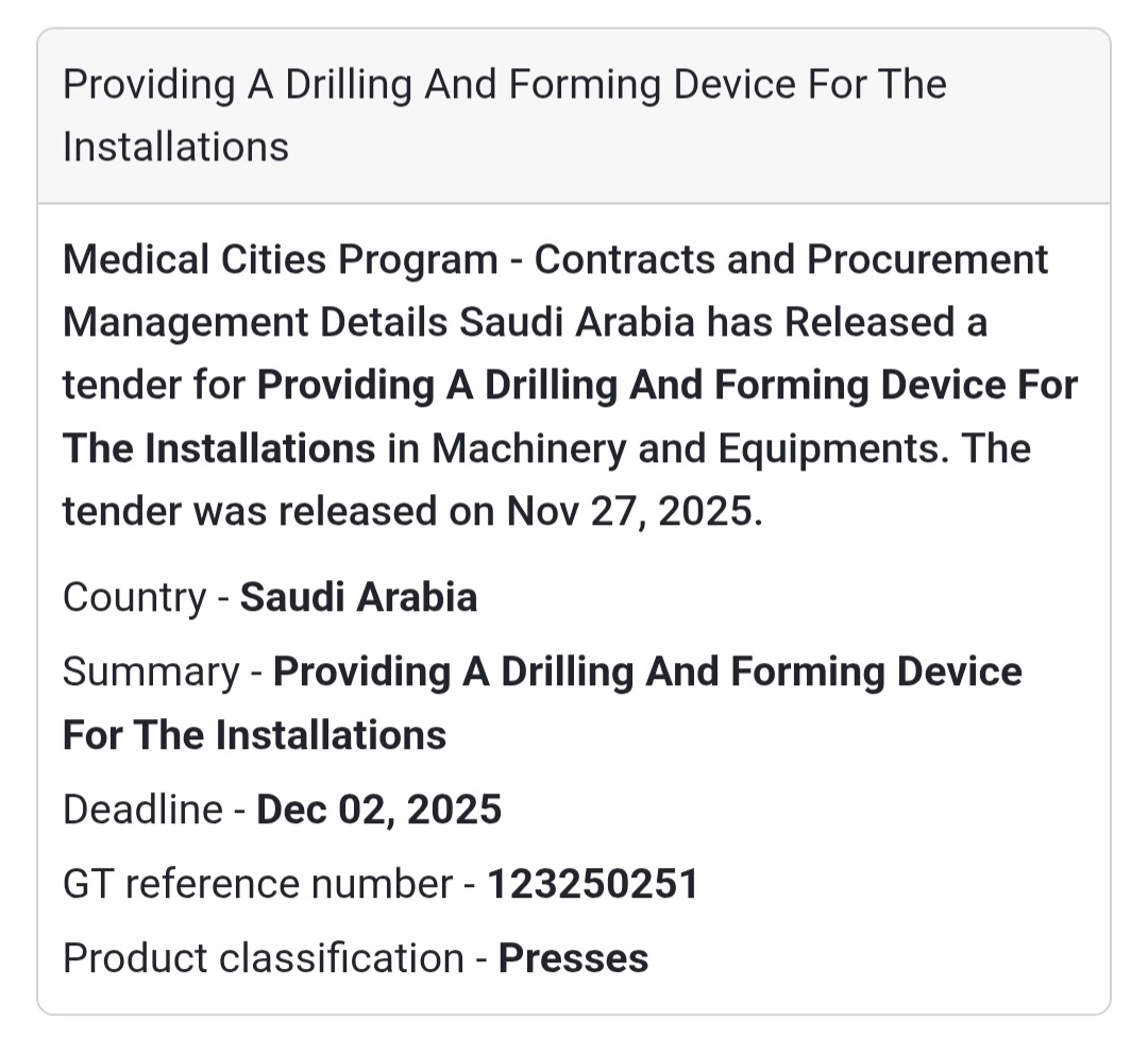 📢 New Tender Alert – Saudi Arabia 🇸🇦
