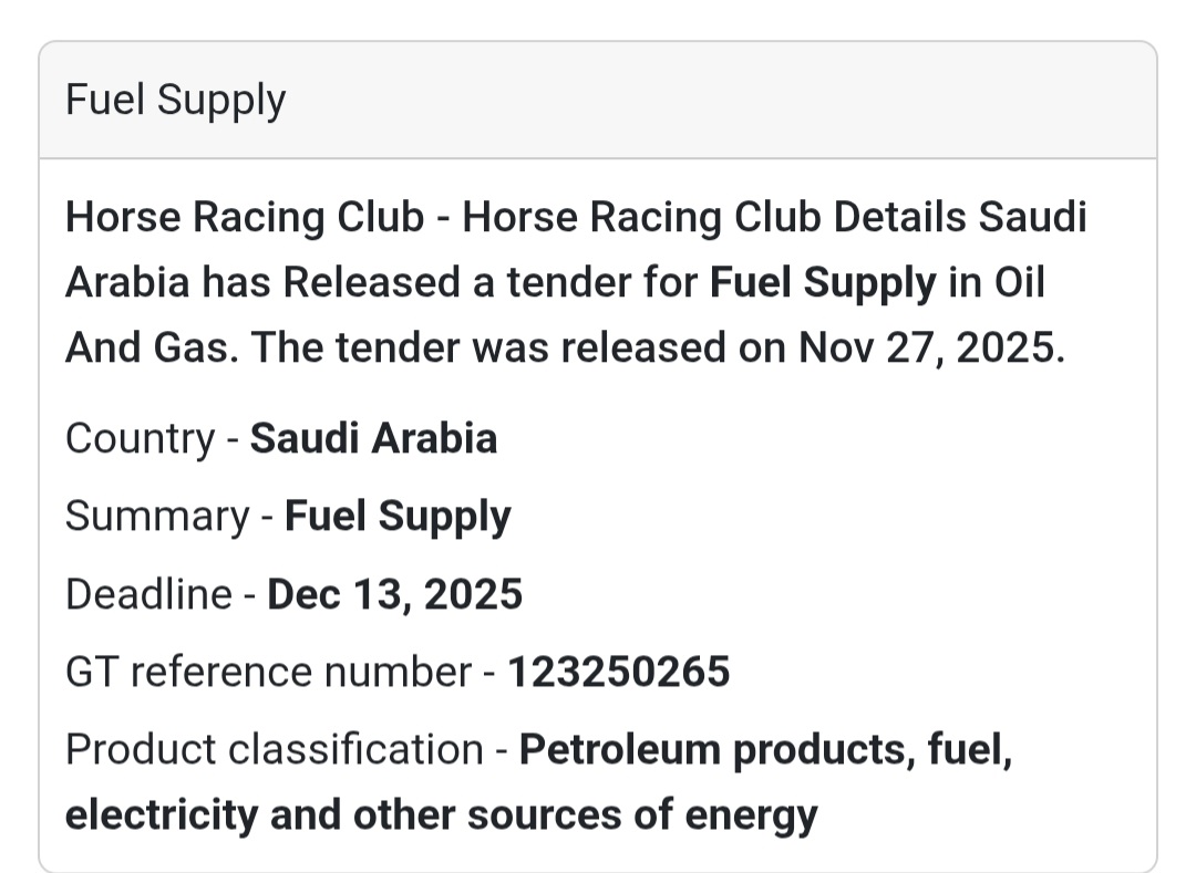 📢 New Tender Alert – Saudi Arabia 🇸🇦