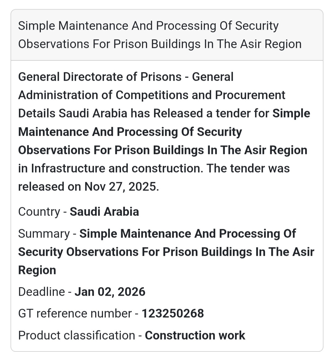 📢 New Tender Alert – Saudi Arabia 🇸🇦