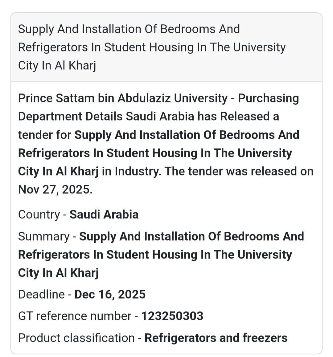 🎉 New Tender Alert – Saudi Arabia 🇸🇦