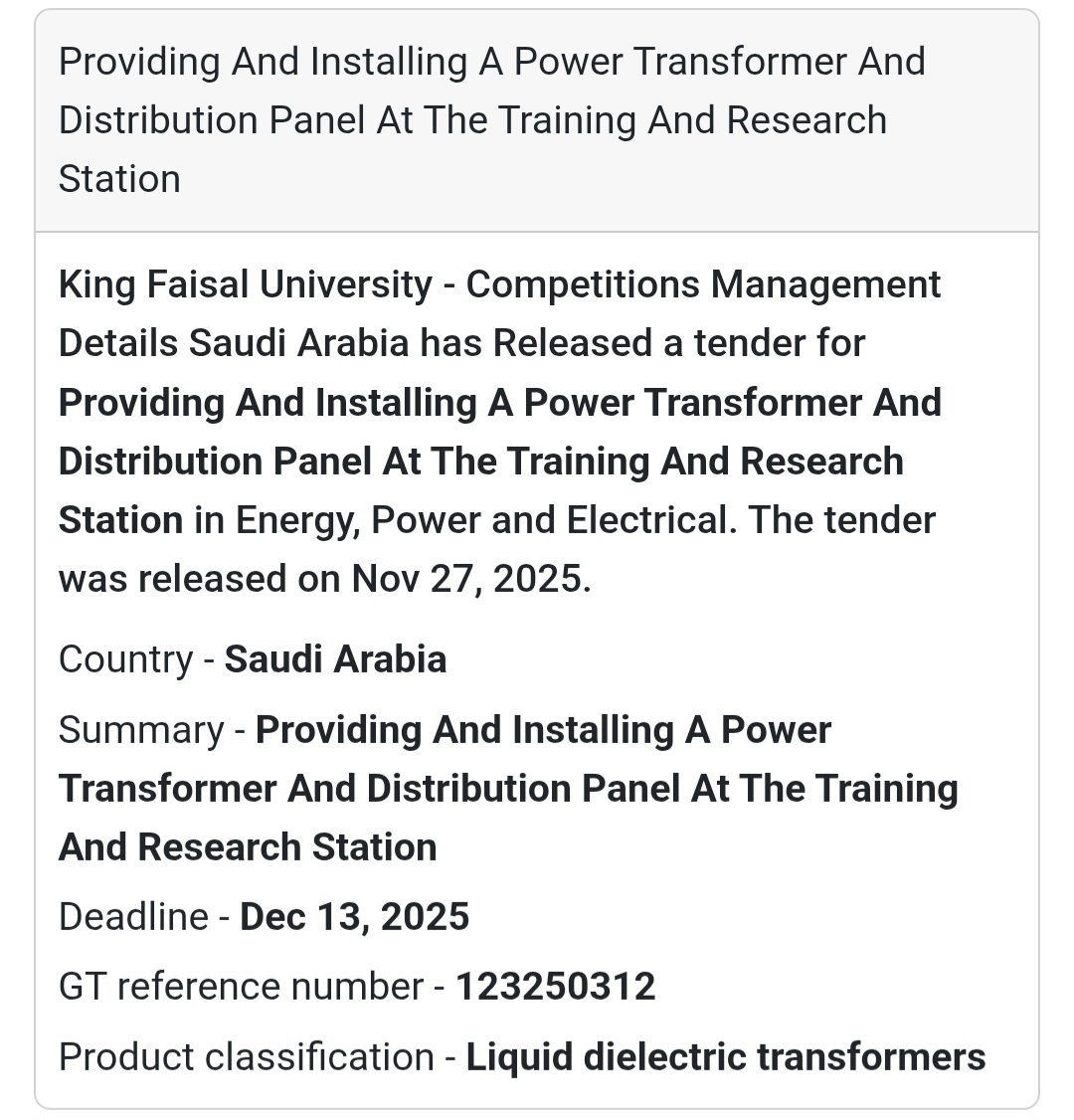 🎉 New Tender Alert – Saudi Arabia 🇸🇦