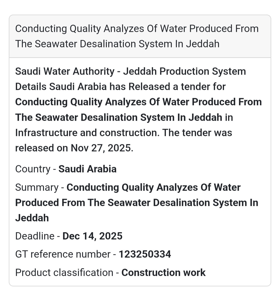 🎉 New Tender Alert – Saudi Arabia 🇸🇦