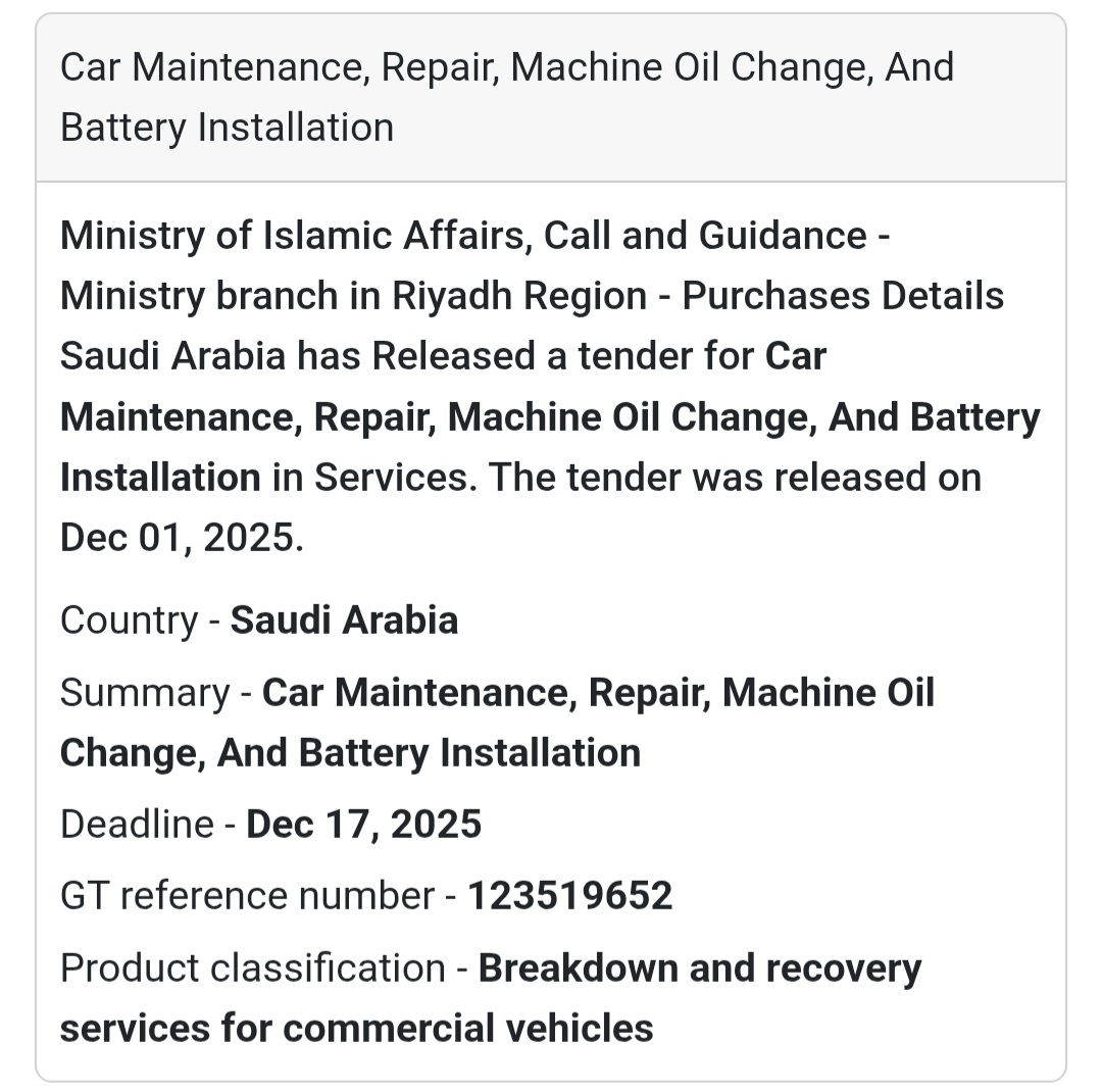🚨 New Tender Alert – Saudi Arabia 🇸🇦