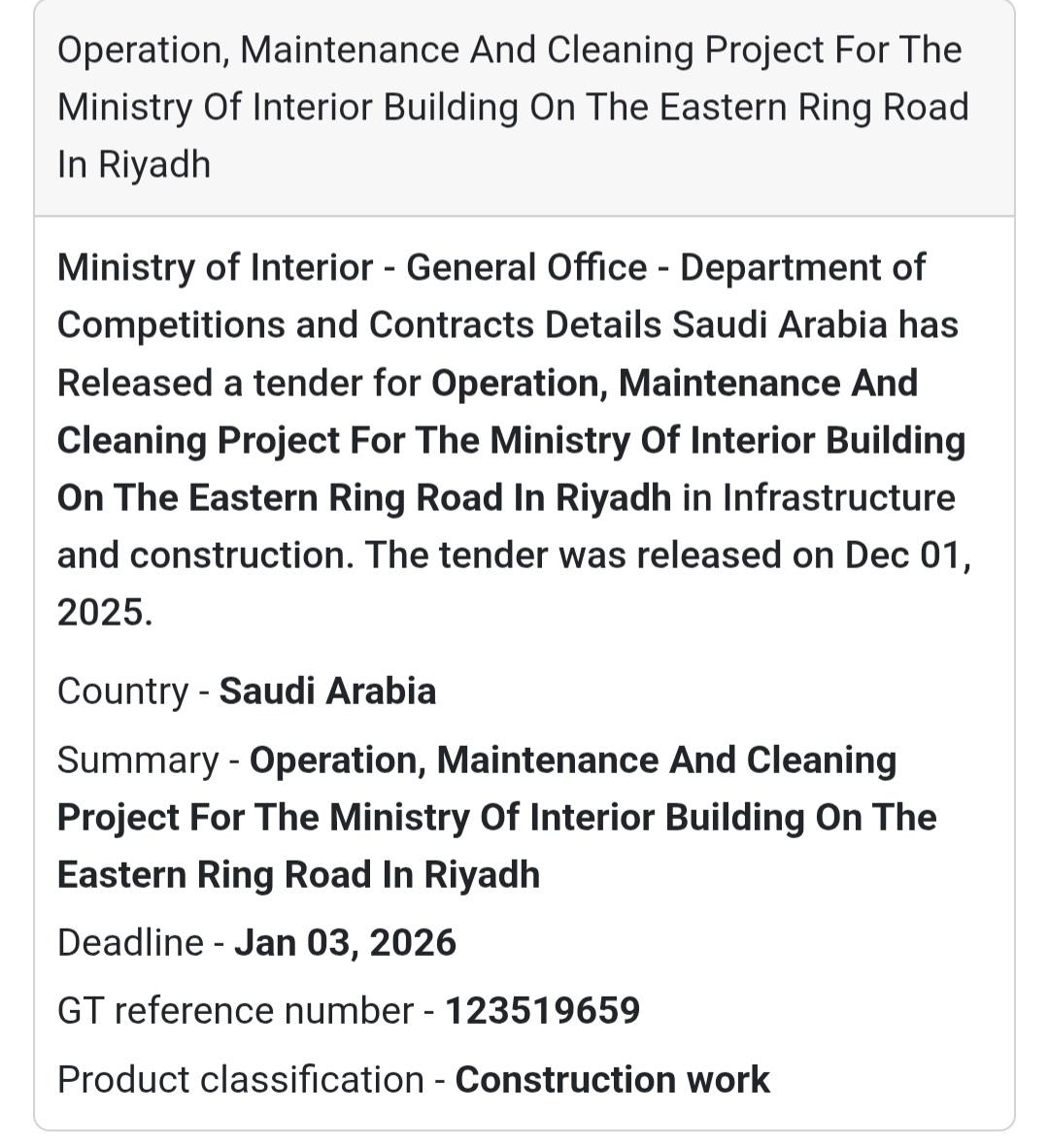 🚨 New Tender Alert – Saudi Arabia 🇸🇦