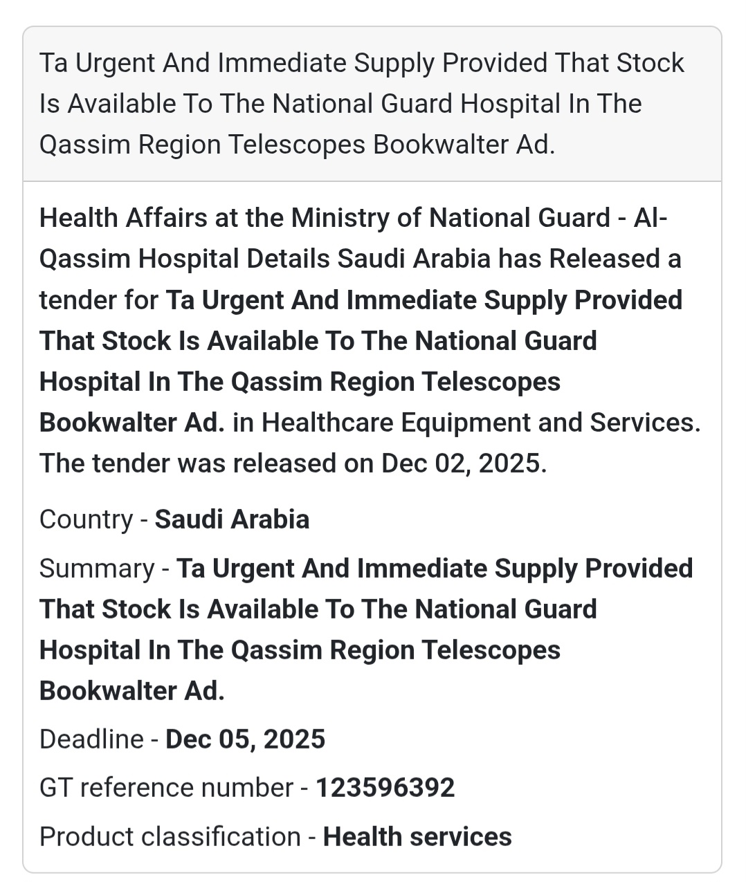 🚨 New Tender Alert – Saudi Arabia 🇸🇦