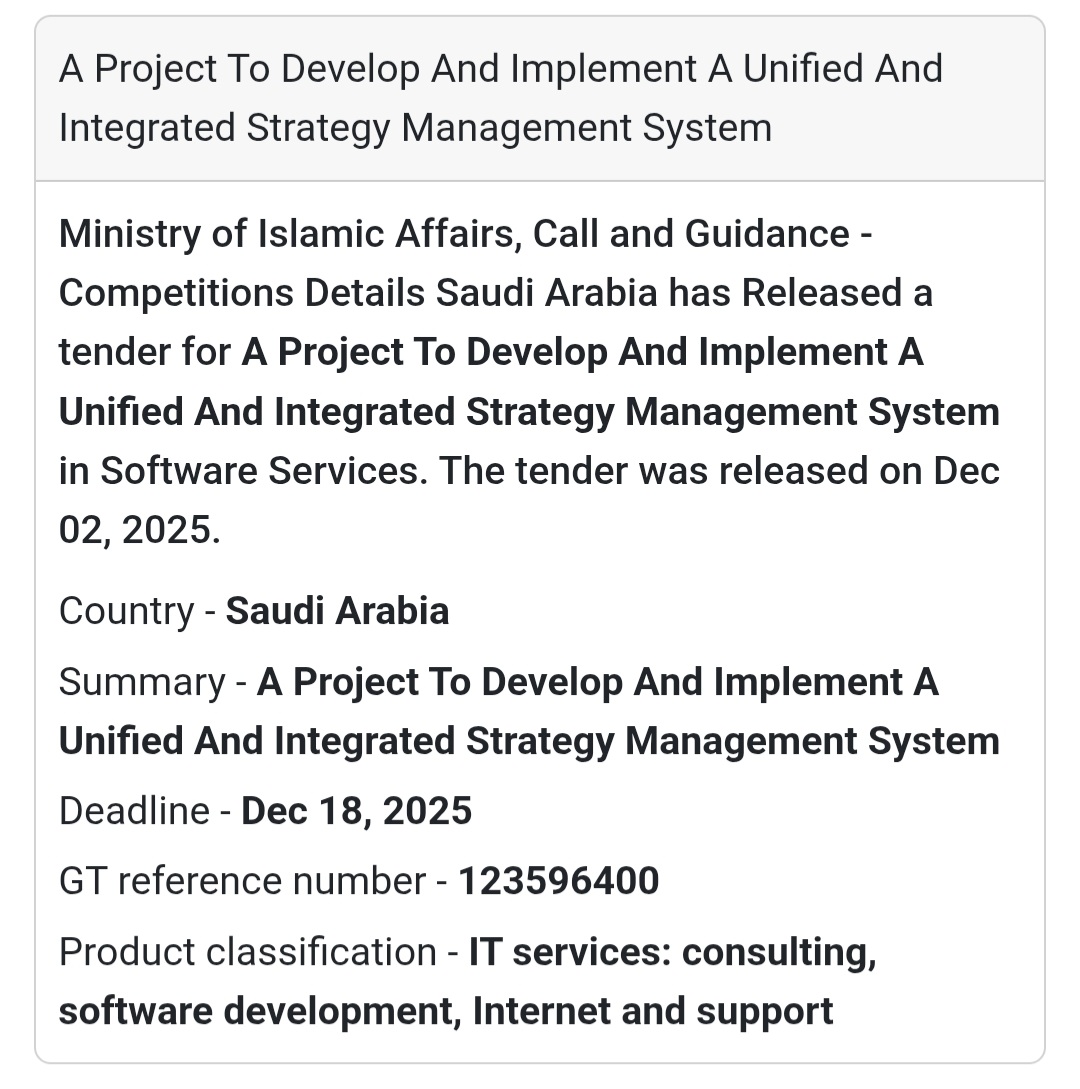 🚨 New Tender Alert – Saudi Arabia 🇸🇦