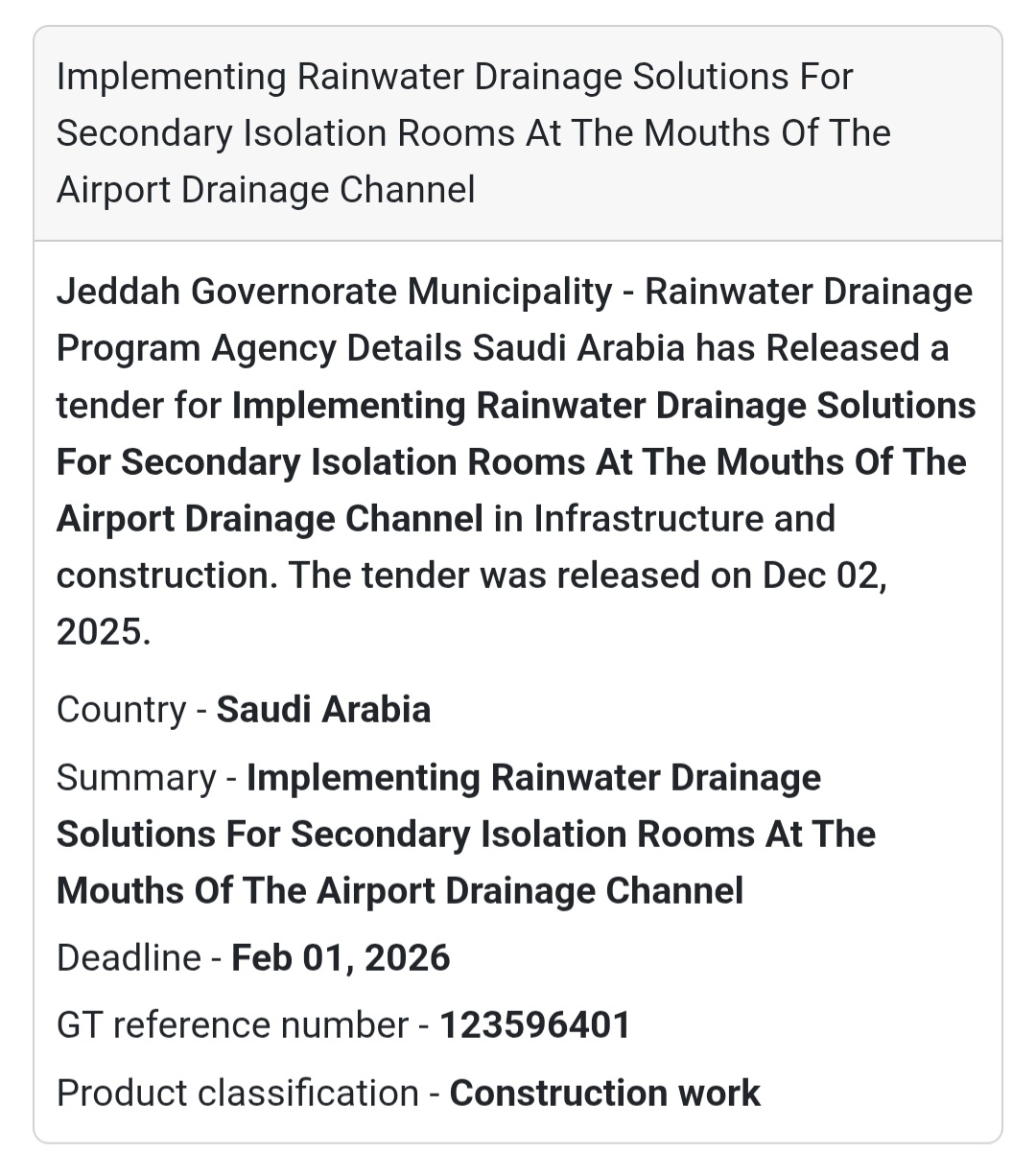 🚨 New Tender Alert – Saudi Arabia 🇸🇦