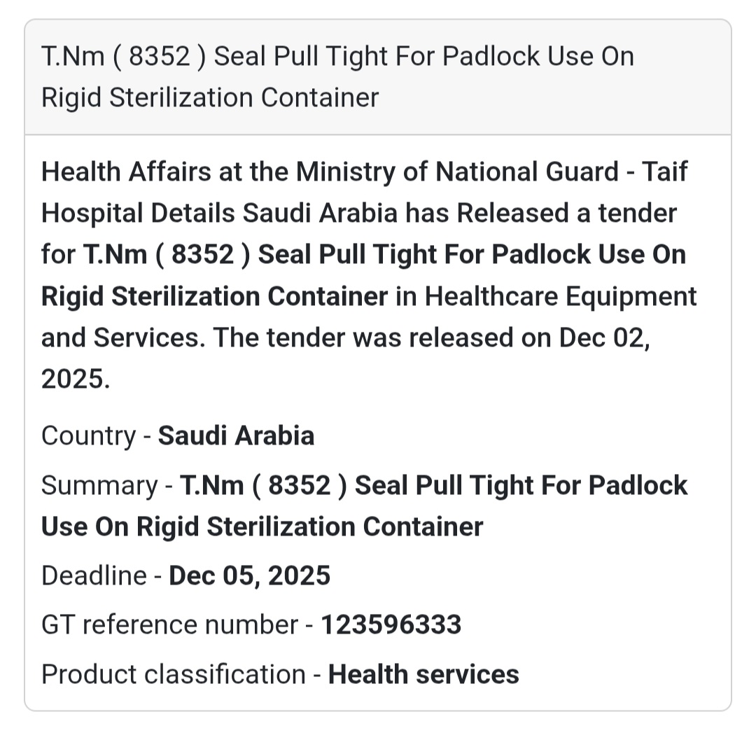📢 New Tender Alert – Saudi Arabia