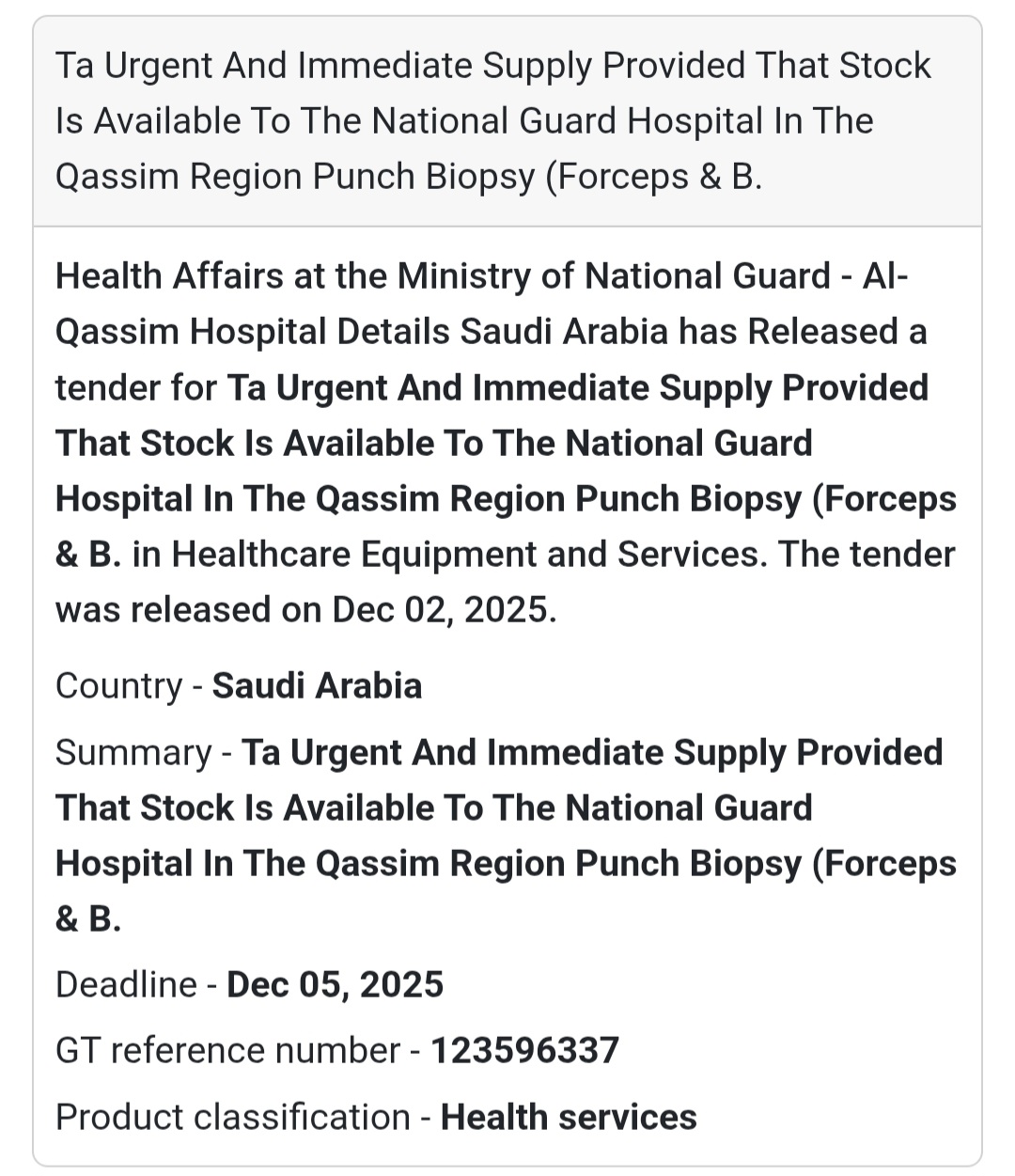 📢 New Tender Alert – Saudi Arabia