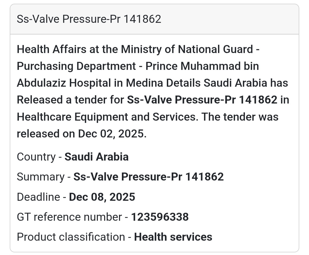 📢 New Tender Alert – Saudi Arabia