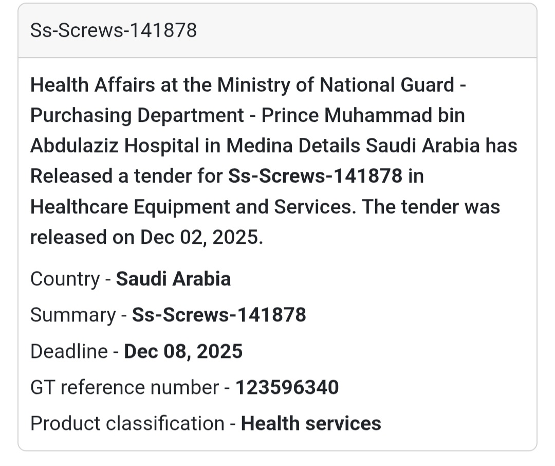 📢 New Tender Alert – Saudi Arabia