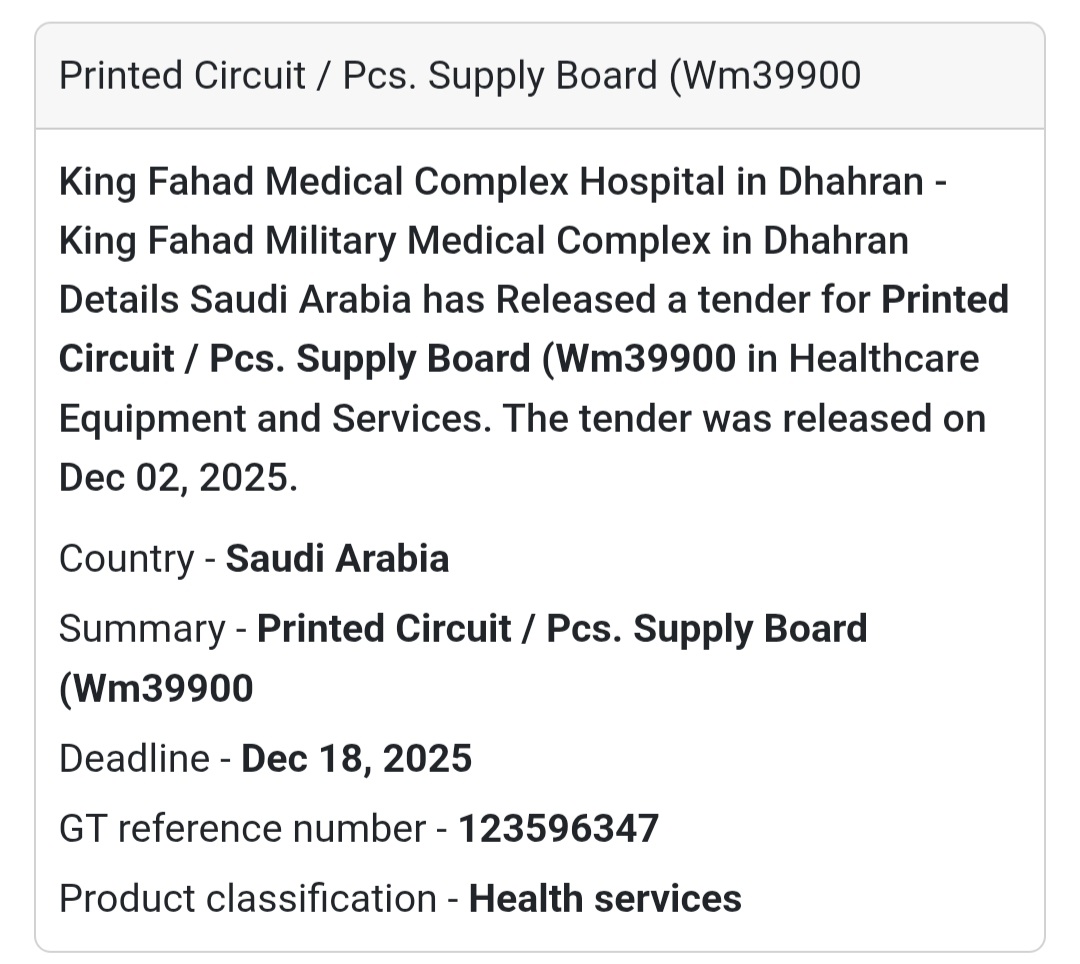 📢 New Tender Alert – Saudi Arabia