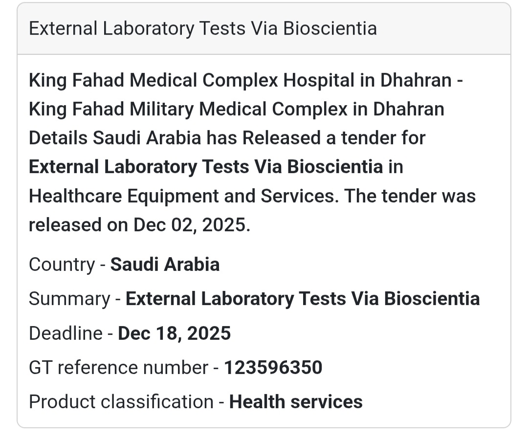 📢 New Tender Alert – Saudi Arabia